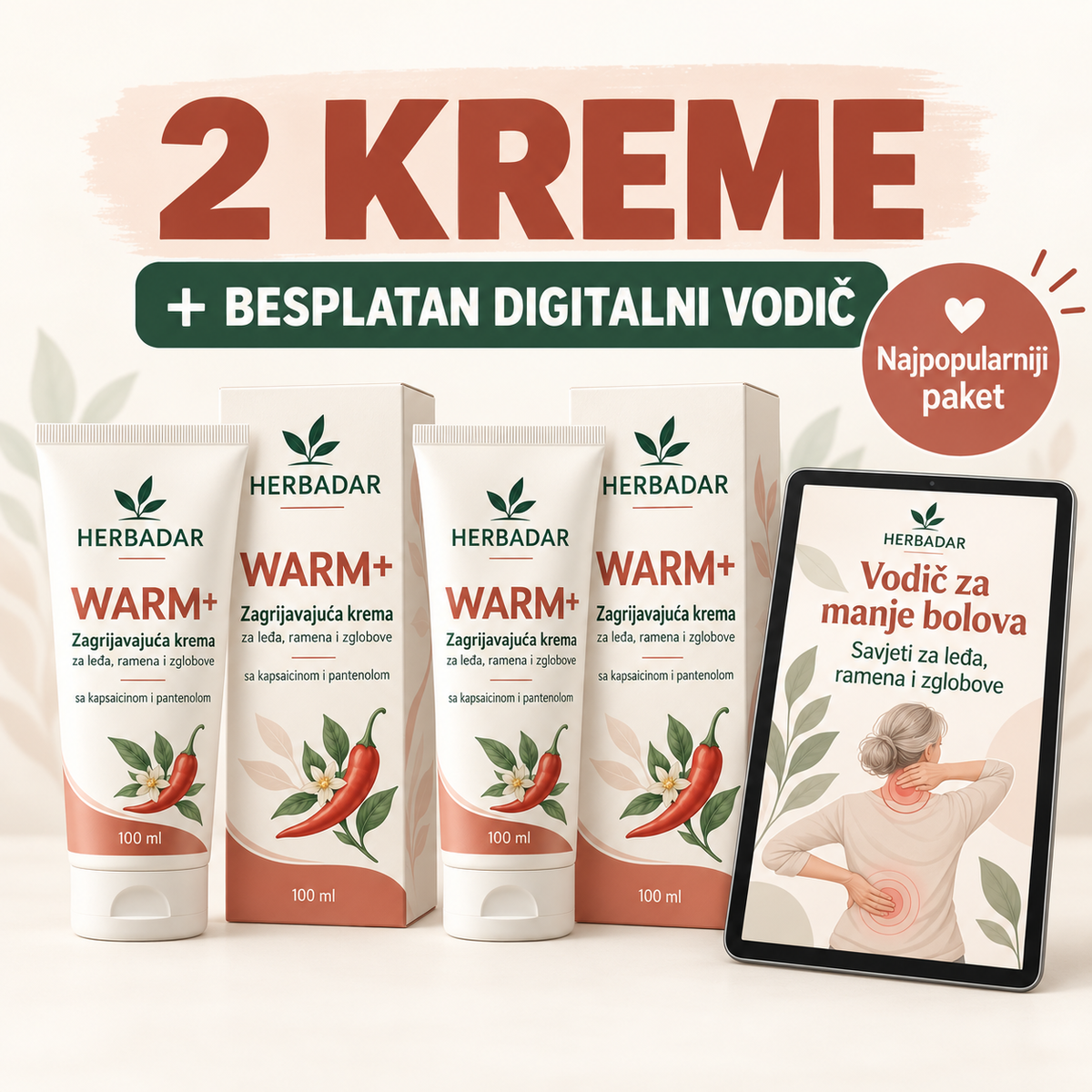 HERBADAR WARM+ – Zagrijavajuća krema za leđa i zglobove